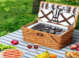 Alfresco 4 Person Picnic Basket Set Wooden Blanket Cooler Bag Outdoor Insulated PICNIC-WOOD-4PPL-COOLER