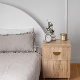 PORTO BEDSIDE TABLE - NATURAL OAK - SLIM - HALF MOON BRASS V164-ECS13STB04G