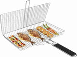 Large Stainless Steel Grill Basket, Folding BBQ Rack with Detachable Handle, 12.6 x 9.45 x 2 In V1188-MS-721-226