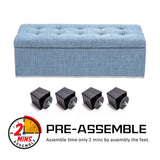 Storage Ottoman Stool 102cm Fabric LIGHT GREY BLUE V274-FT-GQ003-LGY
