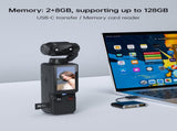 Handheld Pocket Camera 2.5K UHD, 180&deg Rotating Lens, Fill Light, 2000mAh Battery, No App Needed, V1107-CS-BXSSXJH