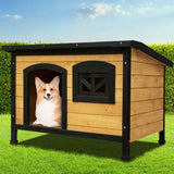 i.Pet Dog Kennel Extra Large Wooden Outdoor Indoor Puppy Pet House Cabin Crate Weatherproof PET-GT-DH5-L-BK
