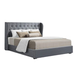 Artiss Bed Frame Queen Size Gas Lift Grey ISSA BFRAME-E-ISSA-Q-GY-AB