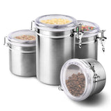 4-Piece Stainless Steel Canister Set, for Sugar,Flour,Tea,Candy,Cookie,Spice V1192-AZ-W-31119