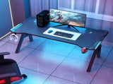 Gaming Desk with LED Lights Computer Desk K Shaped Desk - 140 x 60 V957-SDGACOSN3603S-2