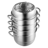 Dumpling Steamer Stainless Steel 5 Titer for for Cook Soup, Noodles, Fishes Work with Gas Electric V952-ZL5CBXGZL30CM0001V0