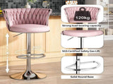 SERENIT Modern Silver Swivel Upholstered Velvet Adjustable Height Counter Stool with Metal Frame V255-GP2217R-PINK