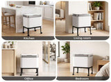 Cefito 40L Press Top Trash Can Kitchen Rubbish Bin Moblie Stainless Steel White RB-B-40L-S18-LEG-WH