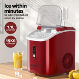 Devanti Ice Maker Machine 15kg Nugget Chewable Ice Cube IM-ZB15N01-RED