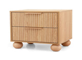 Artiss Rattan Bedside Table 2 Drawers Pine FUR-Z-BS-03-WD