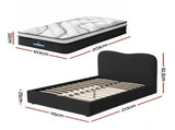 Giselle 32cm Euro Top King Single Mattress 5-Zone and Artiss Boucle Bed Frame Set MABF-0907-DARA-BK-KS