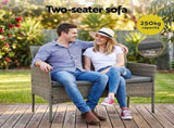 Gardeon 4-Piece Outdoor Sofa Set with Two Pillows Rattan Furniture Grey ODF-C-PATIO-17007-GR
