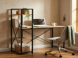 CARLA HOME Computer Desk with 4 Shelf Bookcase - Steel - Brown - Rustic - Office Desk Computer V178-36430