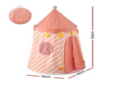 Keezi Kids Play Tent with Star Lights and Window Carry Bag 116cmx153cm Playhouse TENT-PLAY-120CM-PK