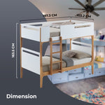 Baby Rose Single Bunk Bed Frame Solid Rubber Timber Wood Loft Furniture - White V315-V-HAYE-01-KIT