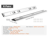 6 Pairs of 457.2mm Drawer Slides Side Mount Rails, Heavy Duty Full Extension Steel Track, Soft-Close V952-CZCJCTDG100LPTUBQV0