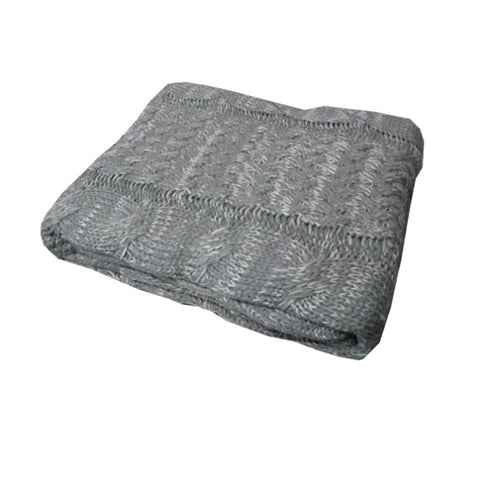 Cable Grey Knitted Throw Rug V442-ATX-THROW-CABLE-GREY-RE