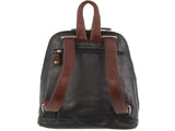 Milleni Ladies Genuine Italian Leather Backpack Bag Twin Zip - Black/Chestnut V563-NL-2442-BLK_CHESTNUT