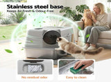 i.Pet Cat Litter Box Large Stainless Steel High Sided Pet Toilet Odour Control PET-CLB-STL-CV-LTGR