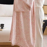 Bamboo Fibre Cooling Blanket Pink Bamboo Pattern 150x200cm for Summer Bed and Air Conditioned Rooms V888-ELOSUNG54970-1