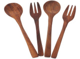 3-Piece Wooden Spoon and Fork Set Reusable Japanese Style Salad Forks Kitchen Utensils V1366-AZ2-W-13649