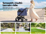 i.Pet Pet Stroller Pram Gravity Folding Dog Cage Large Travel Pushchair 4 Wheels PET-STROLLER-110G-BL