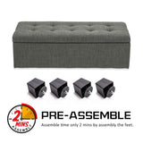 Storage Ottoman Stool 102cm Fabric DARK GREY V274-FT-GQ003-DGY