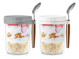 Overnight Oats Containers with Lids and Spoons 24 Oz Jars for Overnight Oats -2Pcs Glass Food V1369-AZ3-W-11698