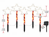 Solar Star Pathway Ground Spike Lights, 5-Pack Interconnected Warm Glow Christmas Decoration for V1341-ZY-9ZCLSFEU-3SETS