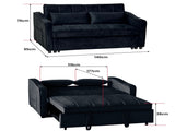 Sarantino Fenton Velvet 2-Seater Sofa Bed - Black SOFA-7007-VEL-BK