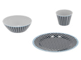 Household Tableware Fruit Salad Plate Bowl Cup Set Dark Blue Grid Pattern for Home Restaurant V1294-YM0901-3118210178011