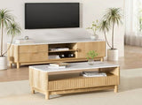 Artiss TV Unit & Coffee Table Set Storage Drawers Pine FUR-Z-TV-COF-WHWD
