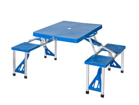 Foldable Lightweight 4-seater Camping Table Set - Blue V196-FCT001