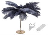 G4 Ostrich Feather Table Lamp Night Light Bedside Light Decoration Lamp for Bedroom Wedding RoomGray V1294-YM0901-3119210093311