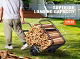 Firewood Log Cart, 113 kg Load Capacity, Outdoor and Indoor Wood Rack Storage Mover with Pneumatic V952-DCCH43XH27XWYTWGDV0