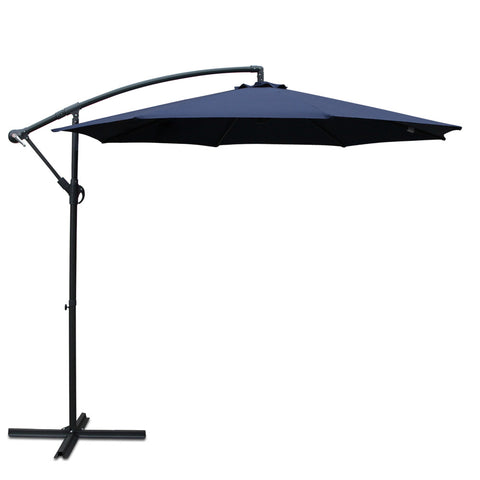 Instahut 3m Outdoor Umbrella Cantilever Beach Garden Patio Navy UMB-BAN-8RIB-NA