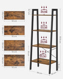 VASAGLE Ladder Shelf 4-Tier Industrial Storage Rack for Living Room Rustic Brown and Black V227-9101402100143