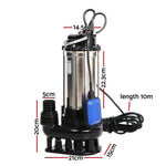 Giantz 2000W Submersible Dirty Water Pump Bore Tank Well Steel Automatic PUMP-SUBM-28-BK