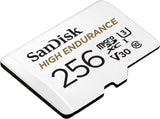 SANDISK HIGH ENDURANCE MICROSDHC CARD SQQNR 256G UHS-I C10 U3 V30 100MB/S R 40MB/S W SD ADAPTOR V28-FFCSAN256GSQQNR