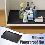 Waterproof Silicone Under Sink Mat Black Flexible Cabinet Liner with Drainage Hole, 34 x 22in V1237-ZY-522-0078