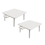 SOGA 2X White Portable Floor Table Small Square Space-Saving Mini Desk Home Decor FLOORTABLE501X2