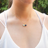 Gift Box - Aroma Necklace 925 Silver, Gold coated - Green Shell Ocean Depth Purify Oil V760-GBAJ - 16