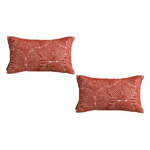 SOGA 2X 35cm Throw Pillow Burgundy Cinnabar Perfect Burnt Indoor and Outdoor Corded for Home Decor FRENCHCUSHION315X2