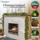 Christabelle 2.74m Christmas Garland Yuletide with LED Lights Tree Decoration Ornament GLD-SJ3-9FT