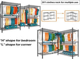 CARLA HOME Heavy Duty Clothing Garment Rack Organizer with Hanging Rods & Storage Shelves for V178-36179