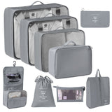 Suitcase Clothing Storage Pouches For Travel, 9 Pcs Organizer Set With Hanging Wash Bag & Makeup V1221-XM-LB2573-GM101