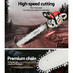 Giantz Chainsaw Petrol 92CC Bar Commercial E-Start Pruning Chain Saw,Giantz Chainsaw Petrol 92CC CSAW-92CC-N-OV-RDWH