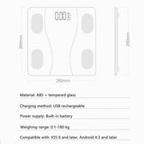 Smart Scale with Body Analysis - Measures BMI, Fat & Muscle Mass - USB Rechargeable - Up to 180 kg V1188-ZXY-131-286