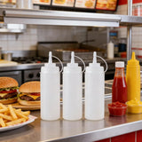 Plastic Condiment Squeeze Bottles 3 Pack with Tip Caps, 32 Oz for Sauce Ketchup Mustard and Olive V1189-LC-RY-00093