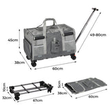 Pawz Pet Carrier 4 Wheel Portable Rolling Foldable PT1255-GY
